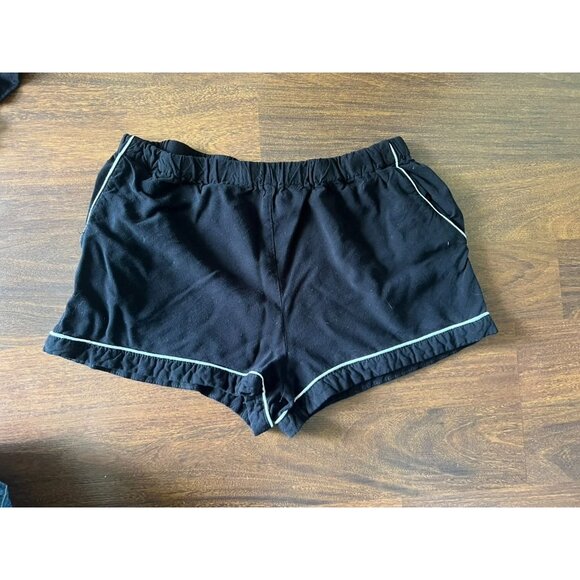 Forever 21 Pajama Set Womens Medium Black White Piping Short Sleeve Button Top S - Picture 5 of 5